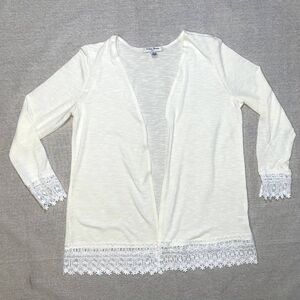 Studio Works | Petite Cream Lace Trimmed Cardigan | PL